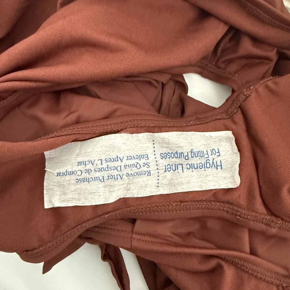 Brown Halter One-Piece Swimsuit - Picture 3 of 6